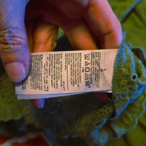 Old Navy Green eyelet cold shoulder prairecore maxi dress size Large - Picture 8 of 8